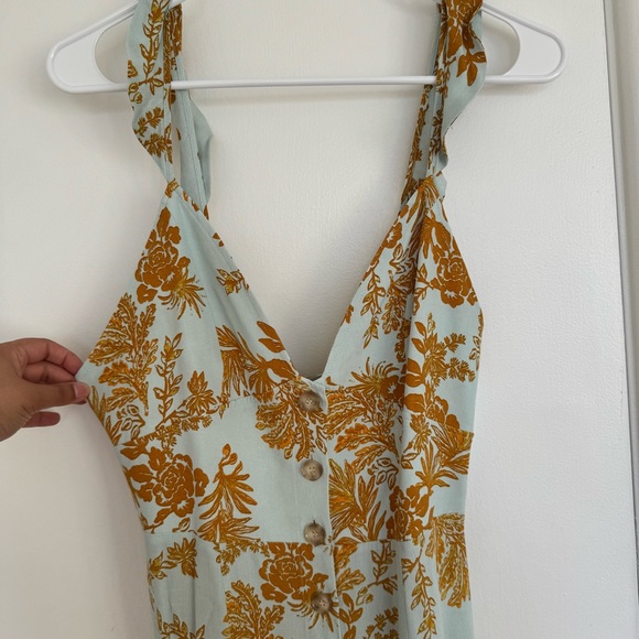 Free People Jumpsuit in Fashion Sky Blue and Burnt Orange Colors Sz 8 - Picture 2 of 8